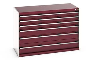 40022115.** cubio drawer cabinet with 6 drawers. WxDxH: 1300x650x900mm. RAL 7035/5010 or selected